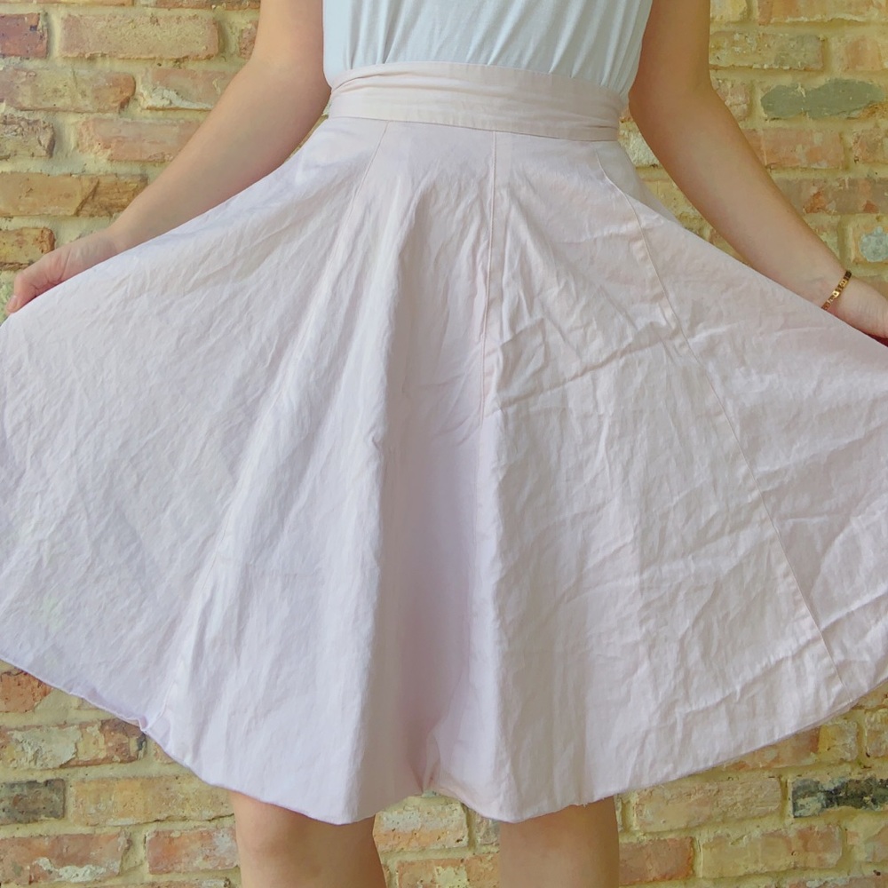 NORDSTROM pale pink knee length circle skirt